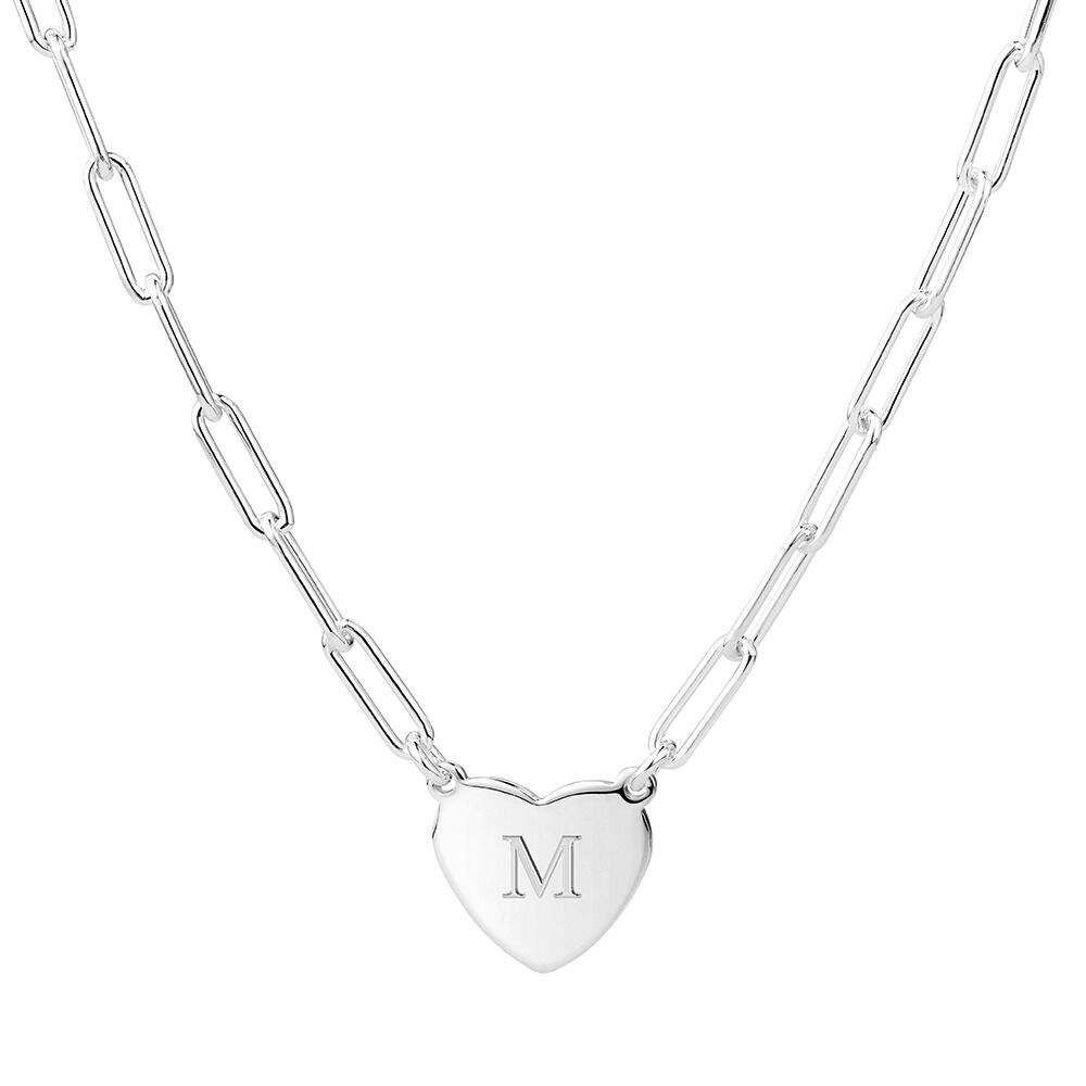 45cm (18") Heart Paperclip Necklace in Sterling Silver