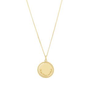 Disc Engraved Pendant in 10kt Yellow Gold