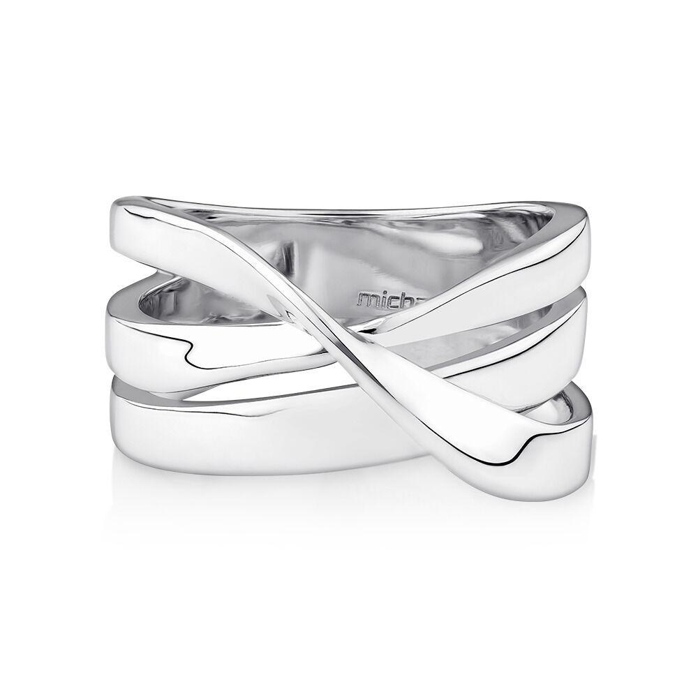 Sculpture Ribbon Crossover Ring in Sterling Silver