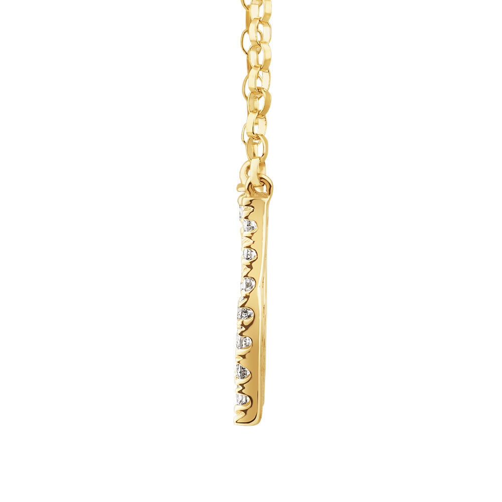 "W" Initial Necklace with 0.10 Carat TW of Diamonds in 10kt Yellow Gold