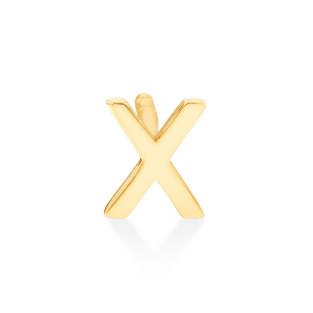 Bouton d'oreille unique à initiale X en or jaune 10 K