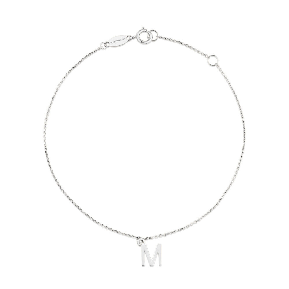 19cm (7.5") M Initial Bracelet in Sterling Silver