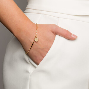 Bracelet belcher de 19 cm en or jaune 10 K avec diamants, largeur de 2,5 à 3 mm