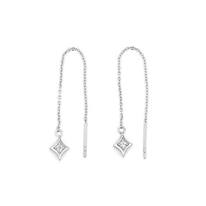 Threader Earrings with Cubic Zirconia in Sterling Silver
