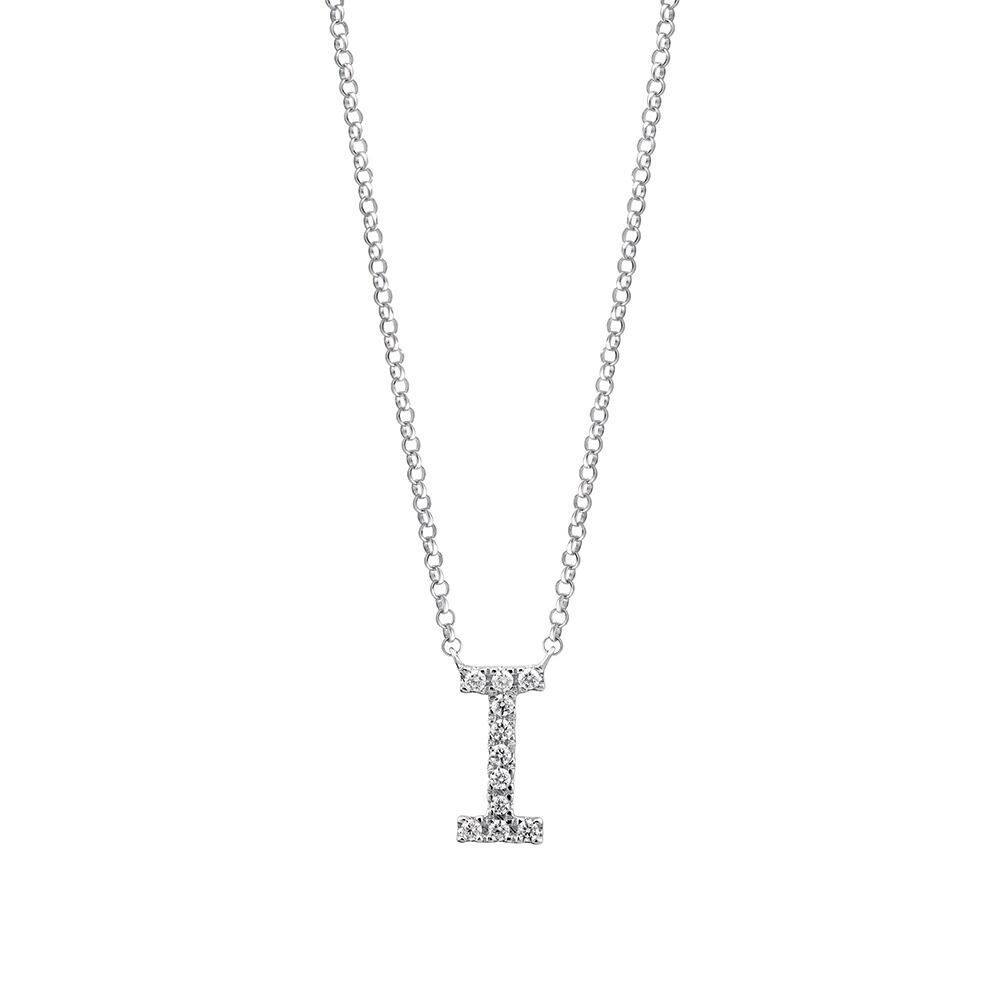 I Initial Necklace with 0.10 Carat TW of Diamonds in 10kt White Gold