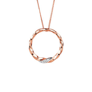 Twist Circle Pendant with Diamonds in 10kt Rose Gold