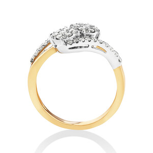 Double Cluster Engagement Ring with 0.50 Carat TW of Diamonds in 10kt Yellow Gold