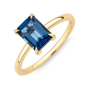 London Blue Topaz Ring in 10kt Yellow Gold
