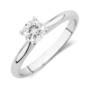 Certified Solitaire Engagement Ring with a 0.50 Carat TW Diamond in 14kt White Gold