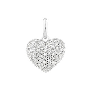 Pendentif Coeur Pavé avec 0,39 Carat TW de Diamants en Or Blanc 10kt