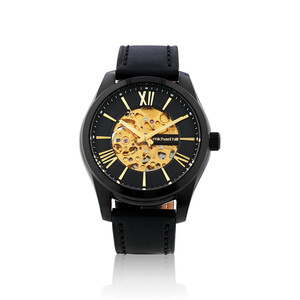 Men's Watch in Black Tone Stainless Steel and Leather