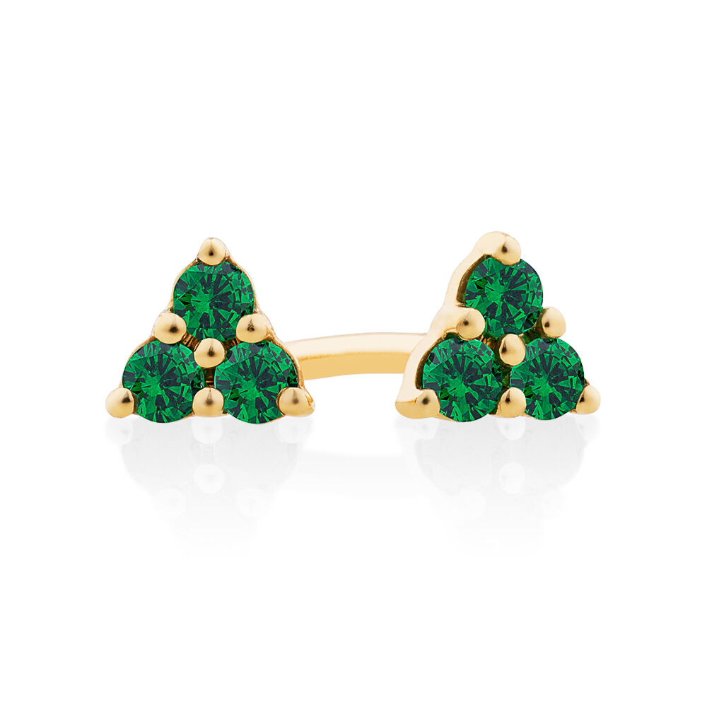 Effy 1/5 CT. T.W. Diamond & Genuine Green Emerald 14K Gold 8.2mm Stud  Earrings - JCPenney