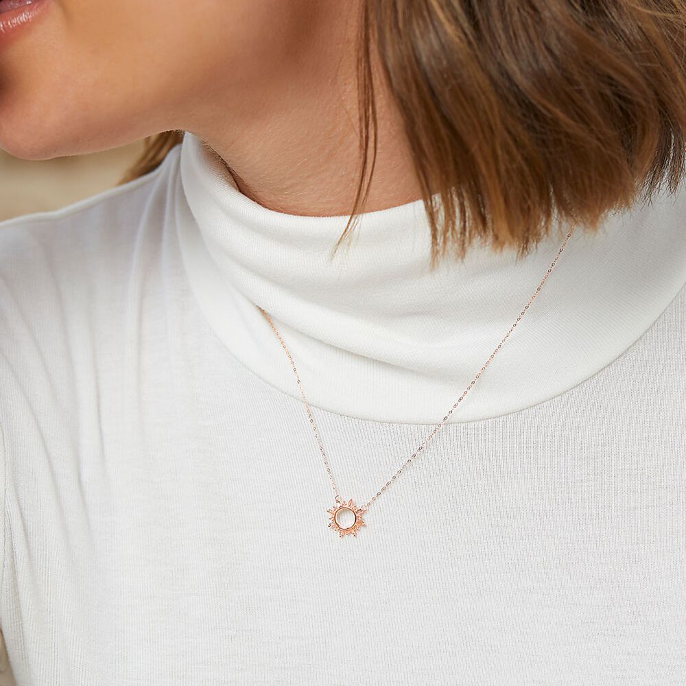Circle Necklace With 0.12 Carat TW Diamonds In 10kt Rose Gold