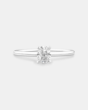 Certified Oval Solitaire Ring with 0.50 Carat TW of Diamonds in 14kt White Gold