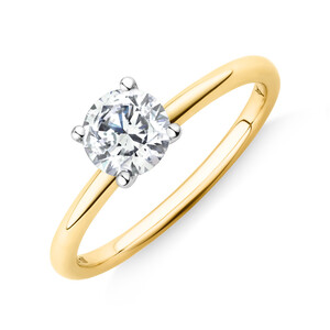 0.70 Carat Laboratory-Grown Diamond Ring in 14kt Yellow & White Gold