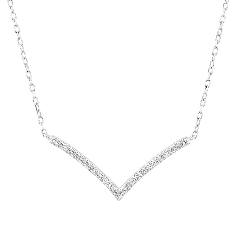Chevron Necklace with 0.12 Carat TW Diamonds in Sterling Silver