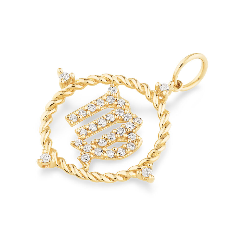 Virgo Zodiac Pendant with 0.20 Carat TW of Diamonds in 10kt Yellow Gold
