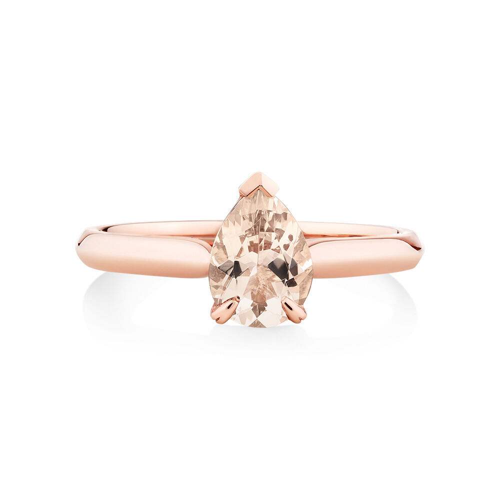 Solitaire Ring with Morganite in 10kt Rose Gold