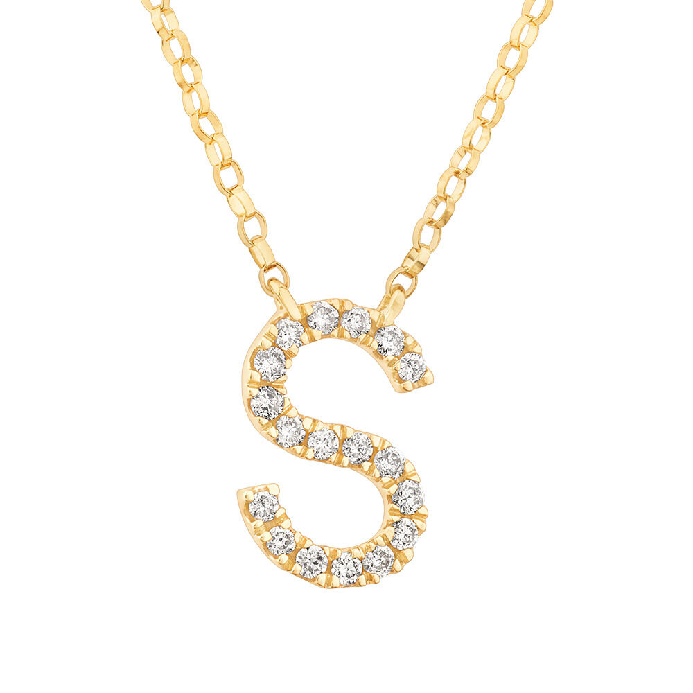 S' Initial Necklace with 0.10 Carat TW of Diamonds in 10kt Yellow Gold