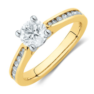 Engagement Ring with 1 1/4 Carat TW of Diamonds in 14kt Yellow & White Gold