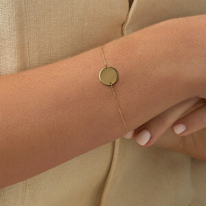 Bracelet à disque rond de 19 cm en or jaune 10 K