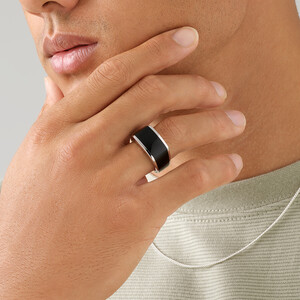 Men's Ring with Black Onyx in Sterling Silver