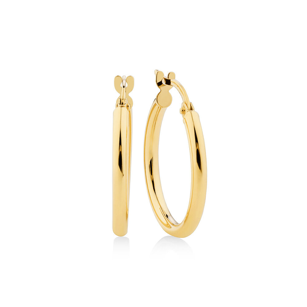 Gold plated double knot hoop earrings - Hago