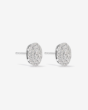 0.30 Carat TW Oval Shaped Diamond Cluster Stud Earrings in 10kt White Gold