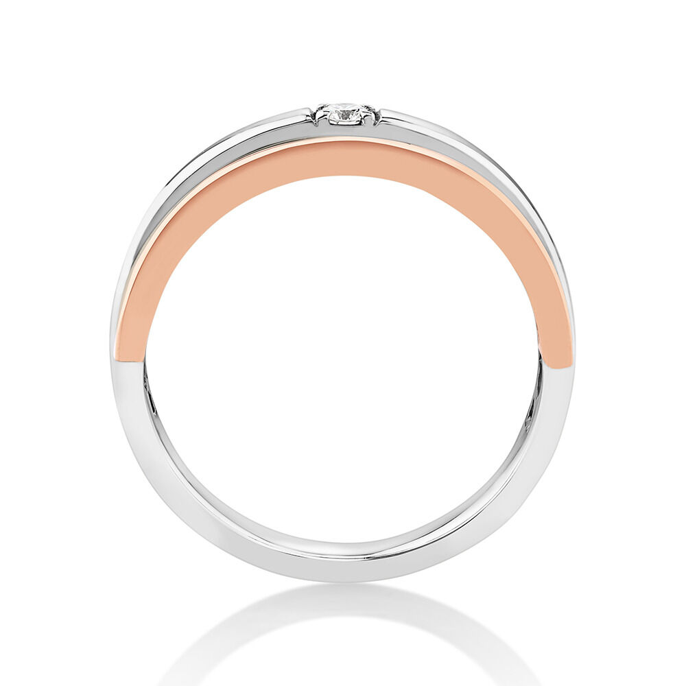 Tritone Duo Ring with Diamonds in 10kt White, Yellow & Rose Gold