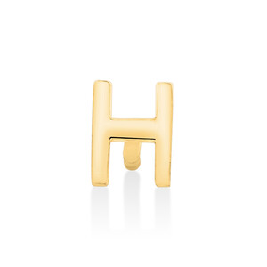 Bouton d'oreille unique à initiale H en or jaune 10 K