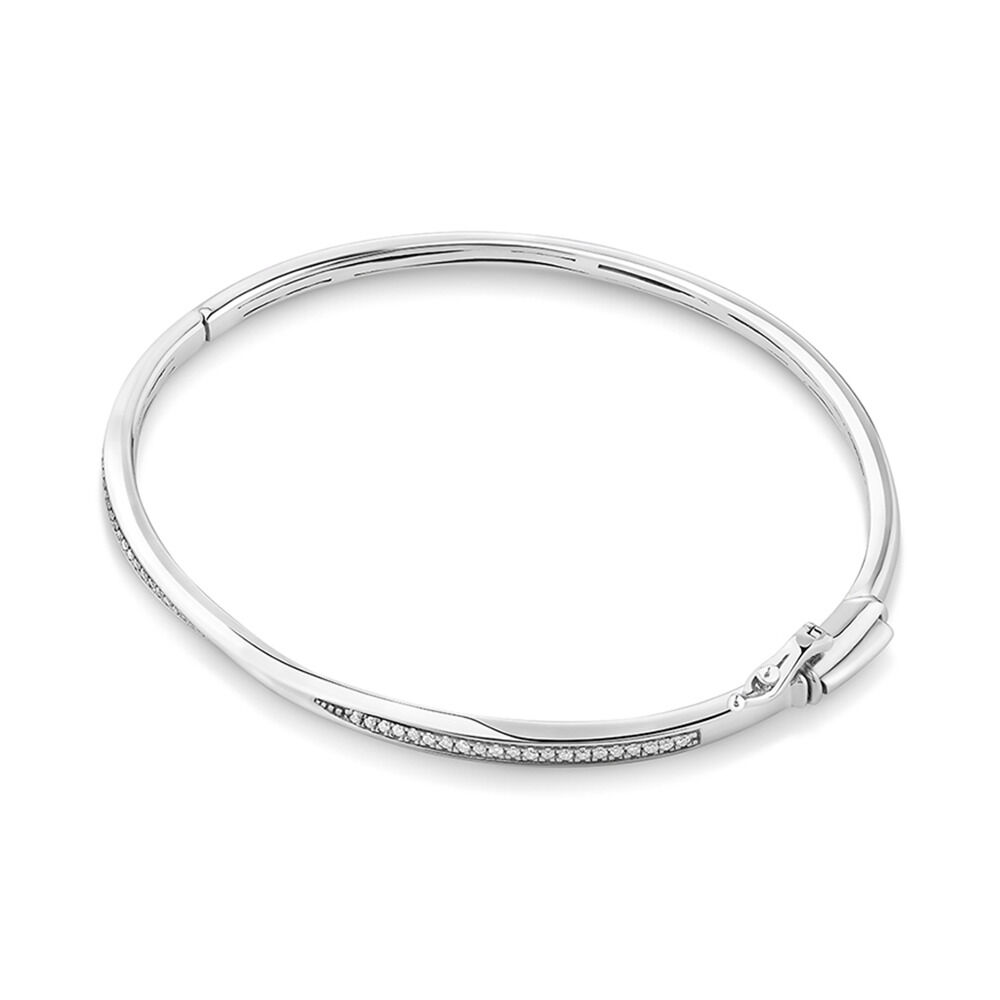 Twist Bangle with 0.20 Carat TW of Diamonds in Sterling Silver