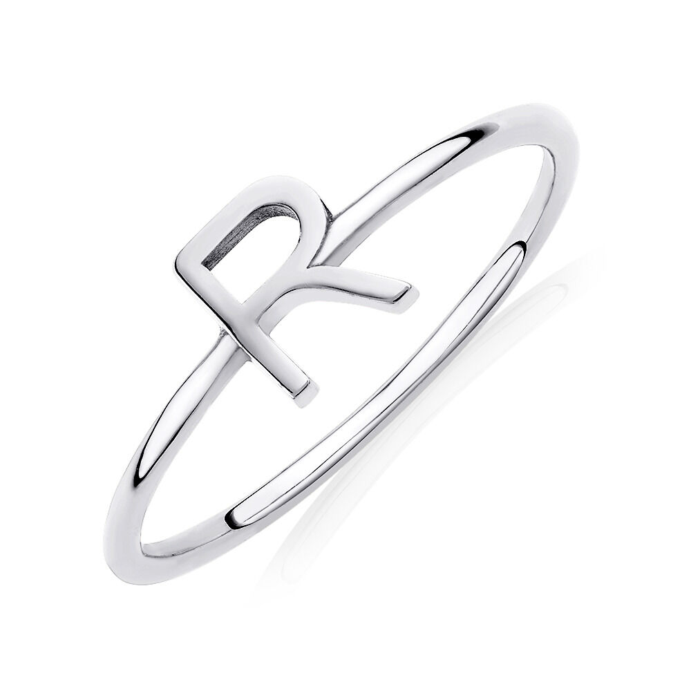 R Initial Ring in Sterling Silver