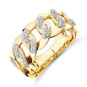 Link Ring with 0.33 Carat TW of Diamonds in 10kt Yellow Gold