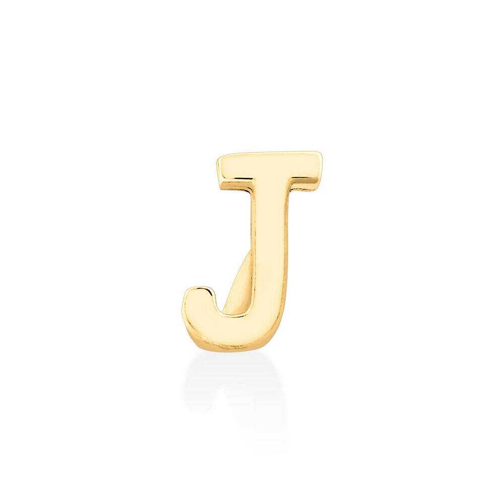 Bouton d'oreille unique à initiale J en or jaune 10 K