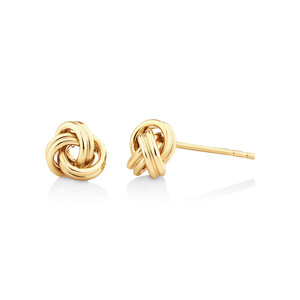 Open Triple Knot Stud Earrings in 10kt Yellow Gold