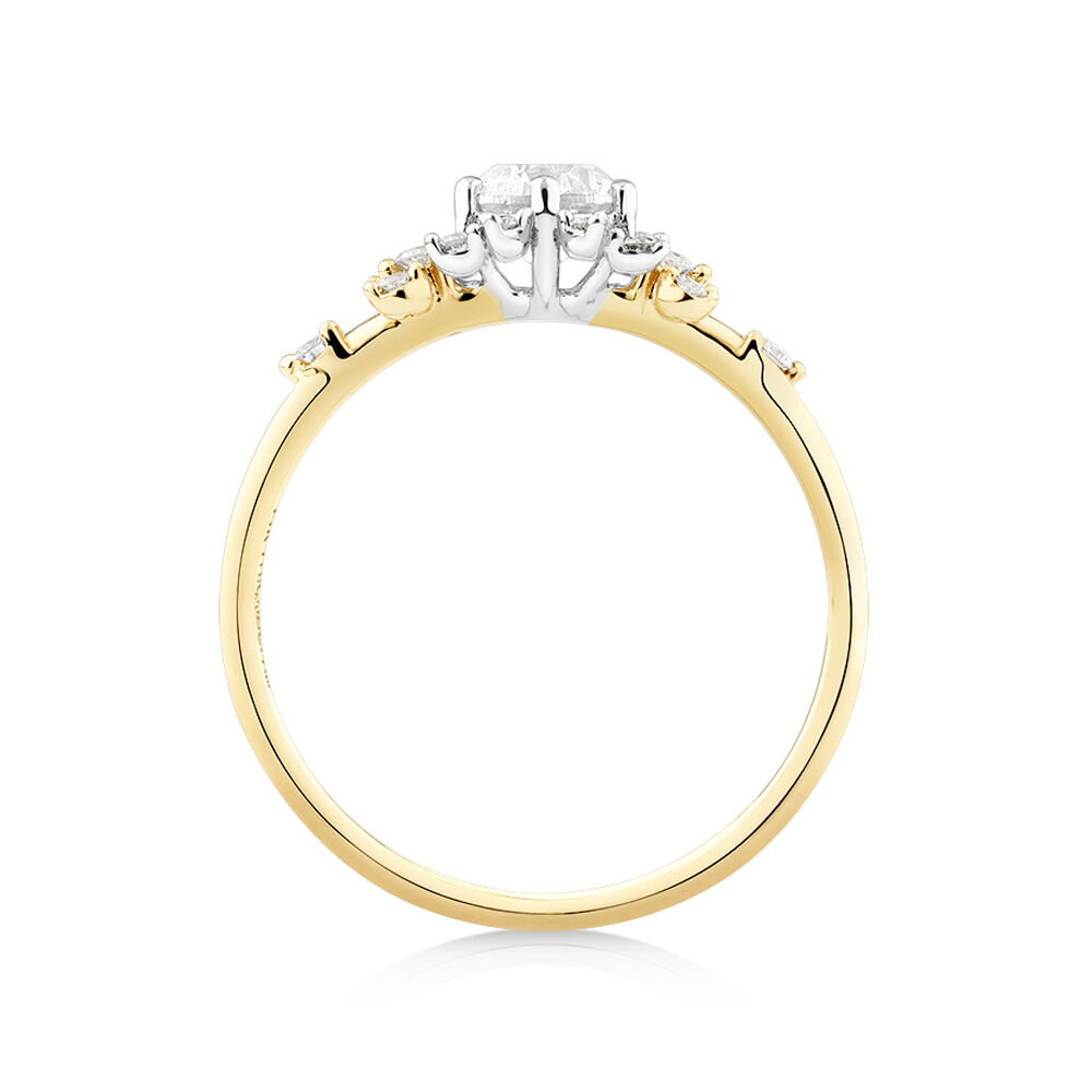 Scatter Halo Ring with 0.73 Carat TW of Diamonds in 14kt Yellow & White Gold