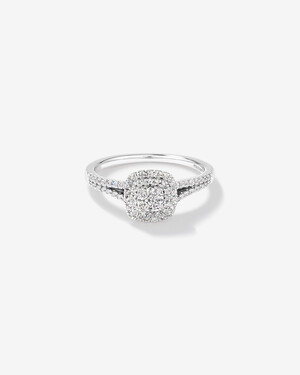 0.30 Carat TW Cushion Cluster Halo Diamond Ring in 10kt White Gold