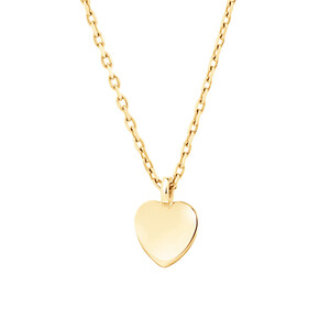 Minimal Heart Disc Necklace In 10kt Yellow Gold