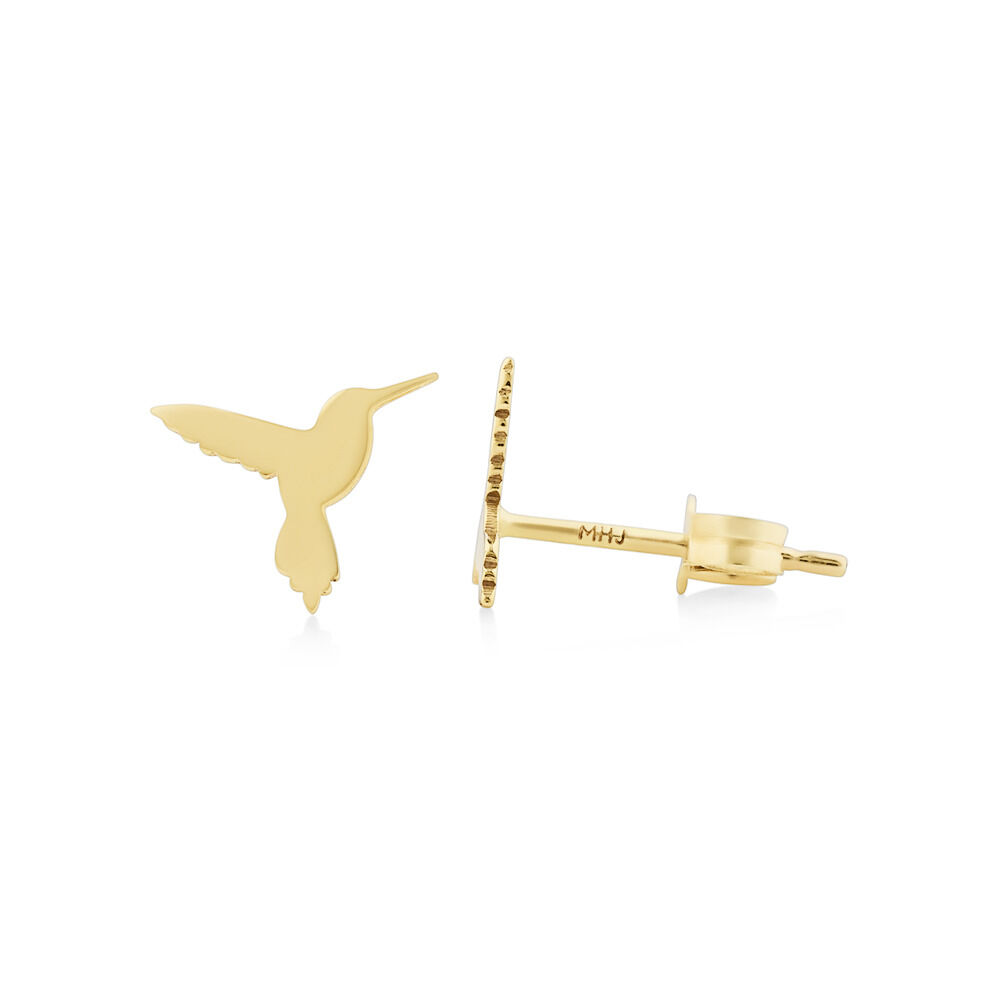 Hummingbird Stud Earrings In 10kt Yellow Gold