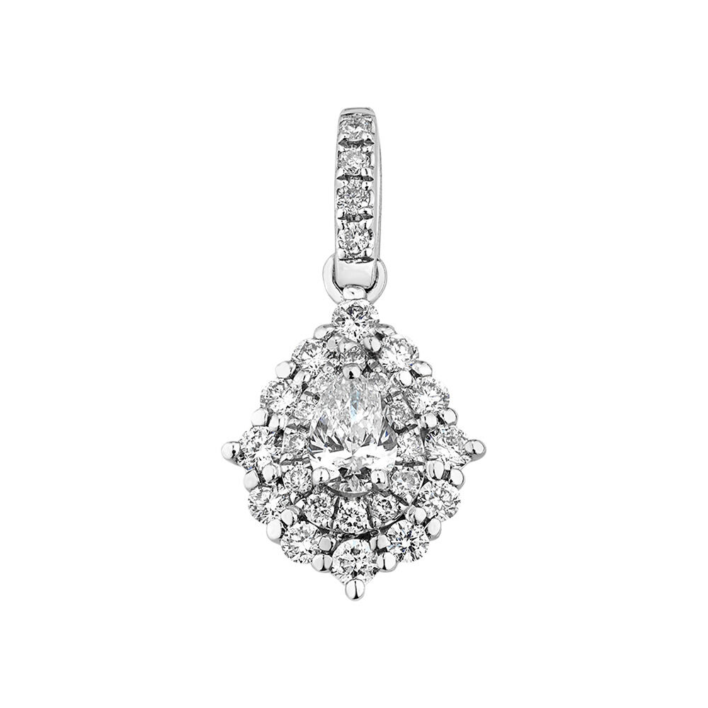 Vintage Pear Pendant with 0.25 Carat TW of Diamonds in 18kt White Gold