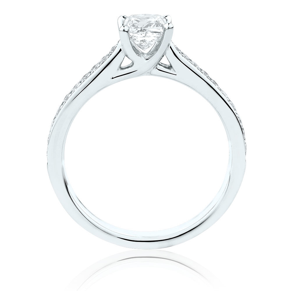 Solitaire Engagement Ring With 0.78 Carat TW of Diamonds In 14kt White Gold