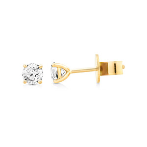 0.50 Carat TW Diamond Solitaire Stud Earrings in 18kt Yellow Gold