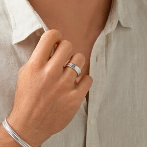 Men's Textured Ring in Sterling Silver