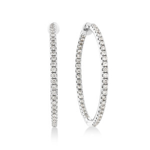Hoop Earrings With 1.00 Carat TW of Diamonds Set in 10kt White Gold