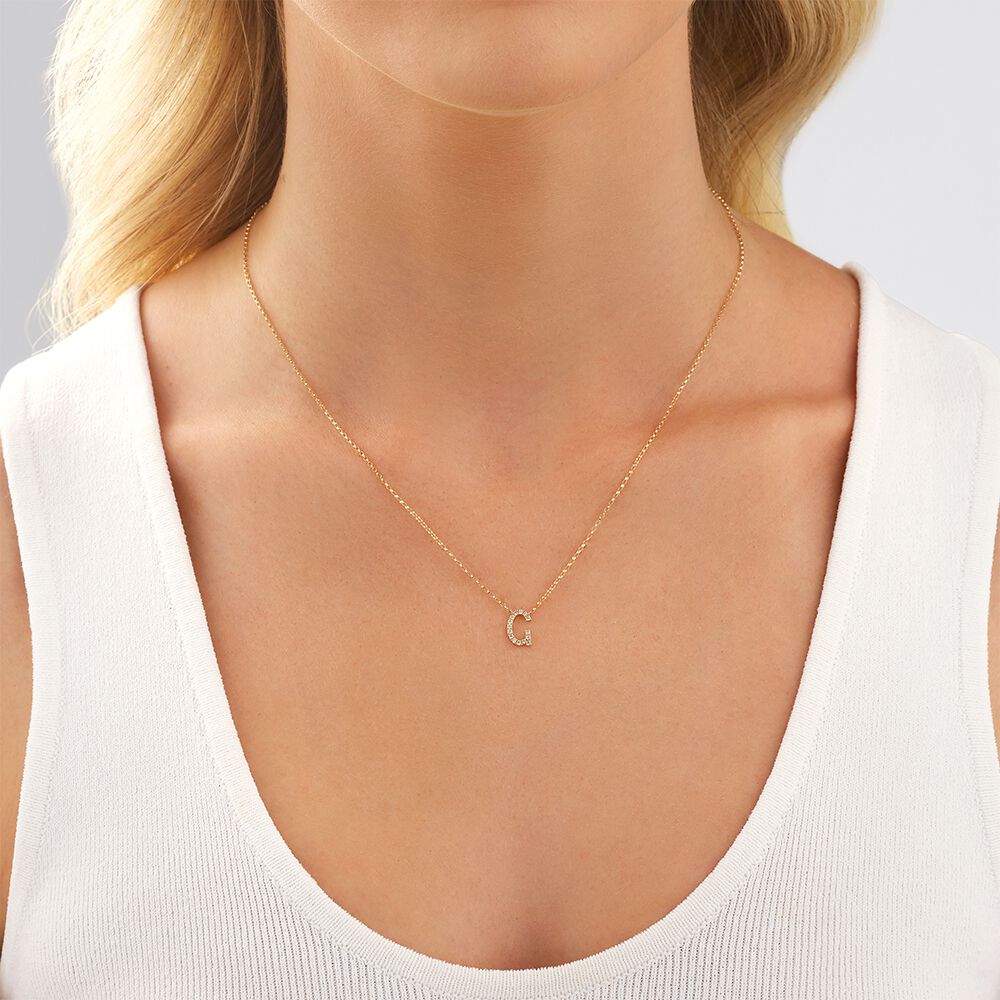 "G" Initial Necklace with 0.10 Carat TW of Diamonds in 10kt Yellow Gold