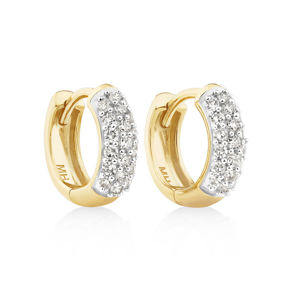 Mini Hoops with 0.25 Carat TW of Diamonds in 10kt Yellow Gold