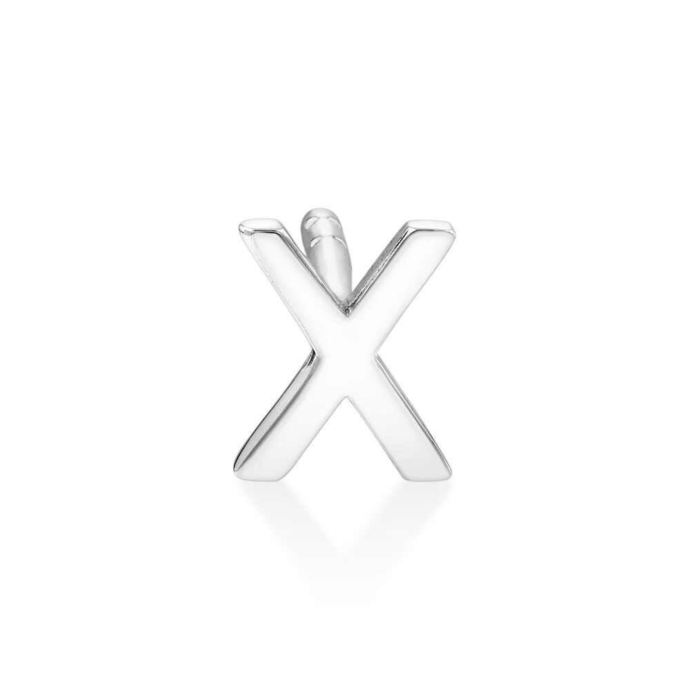 Bouton d'oreille unique à initiale « X » en argent