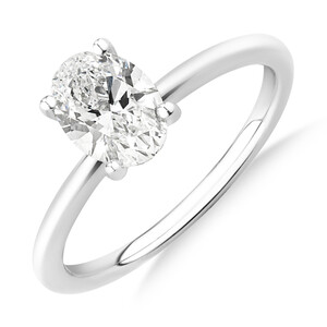 1 Carat Oval Laboratory-Grown Diamond Ring in 14kt White Gold