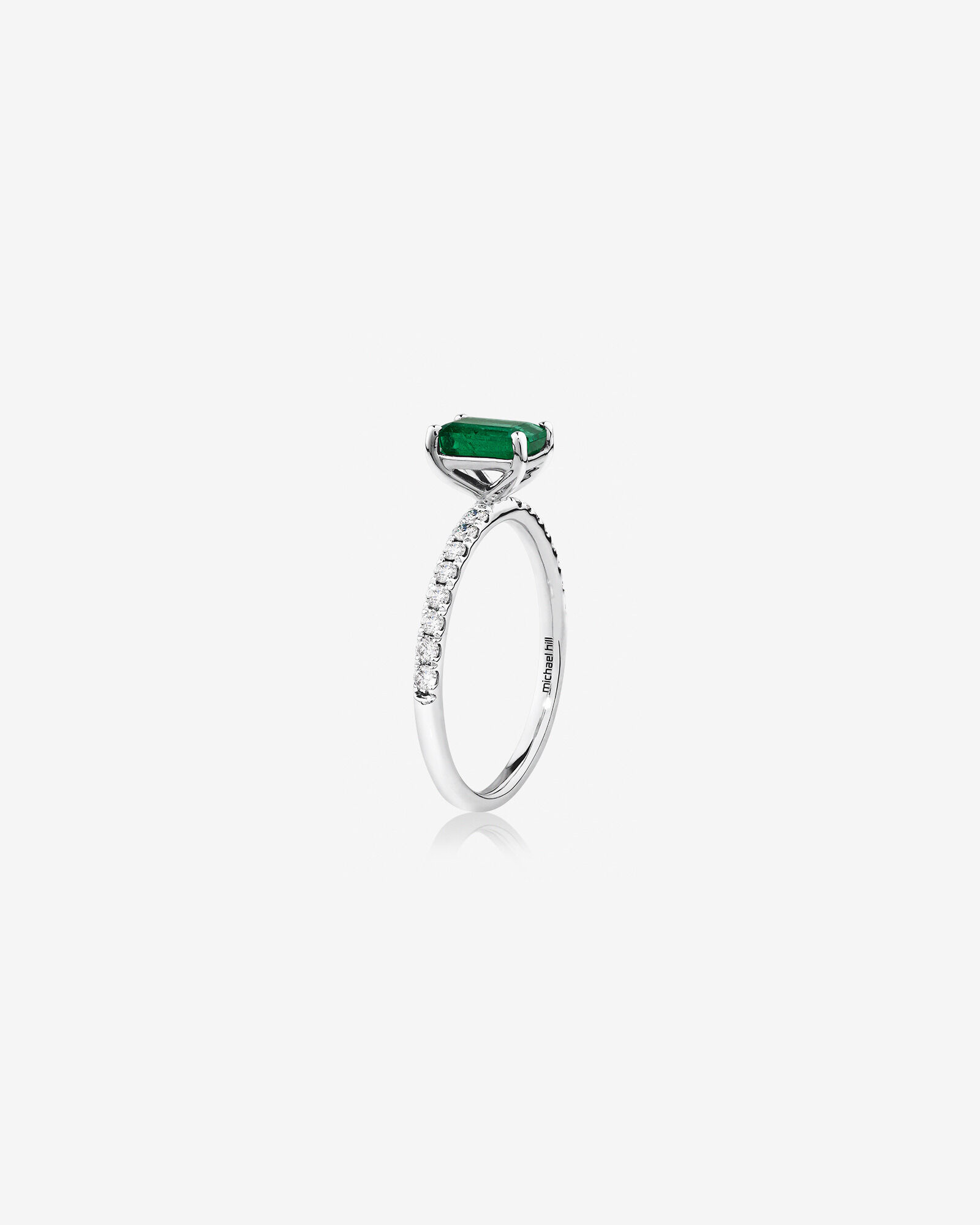 Solitaire Emerald Ring with 0.25 Carat TW of Diamonds in 10kt White Gold