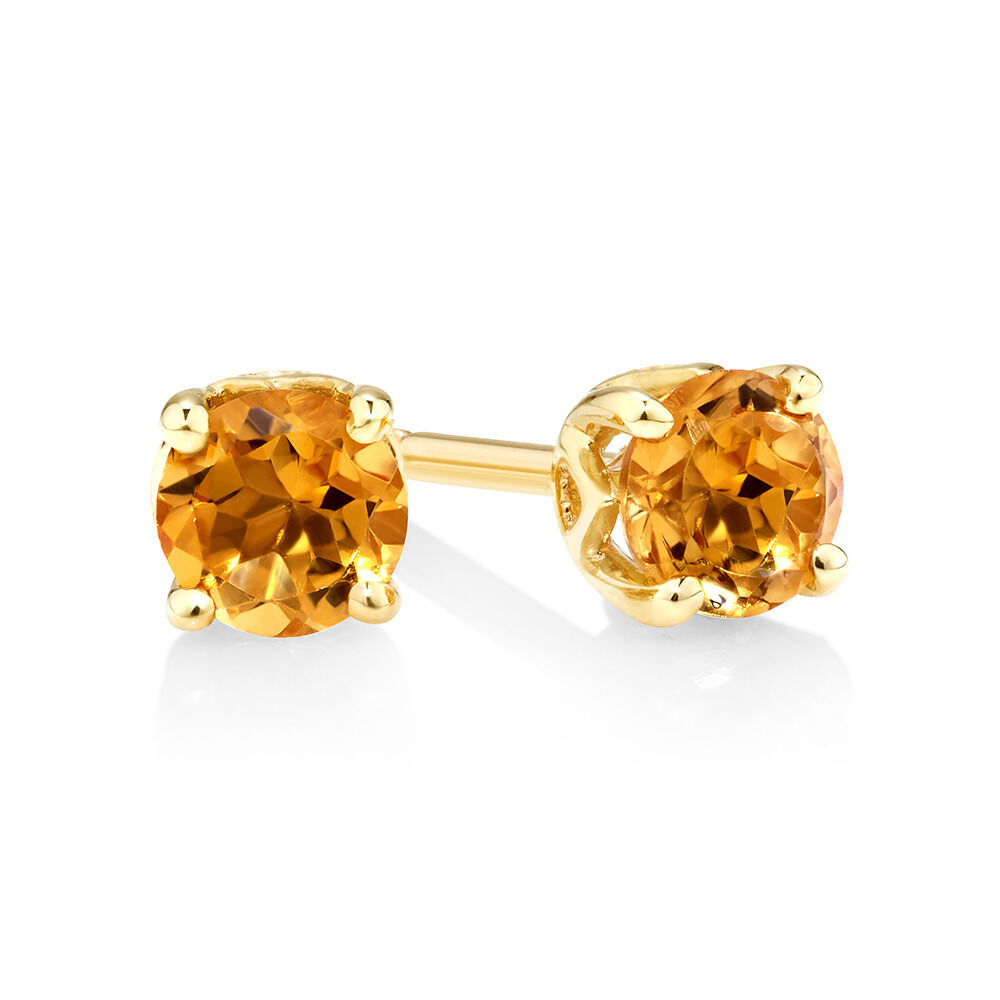Stud Earrings with Citrine in 10kt Yellow Gold